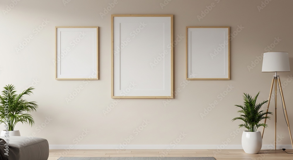 Fototapeta premium Calm Minimalist Interior Room Design Mockup. AI Generated