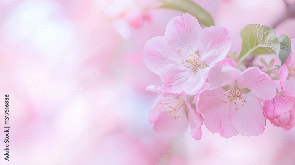Soft Pink Apple Blossoms in Shallow Focus with Gentle Background Soft Pink Apple Blossoms in Shallow Focus with Gentle Background