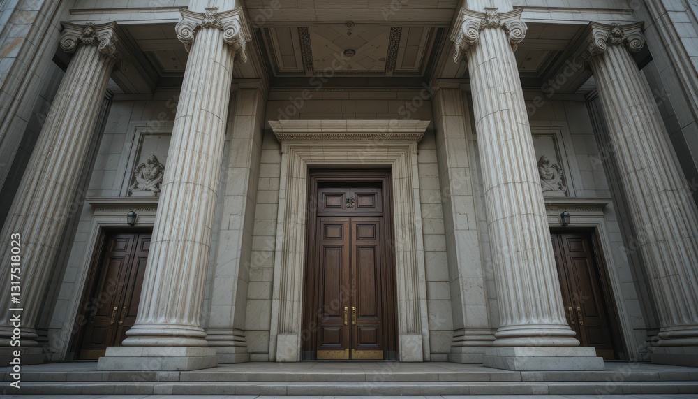 Fototapeta premium Elegant Entrances with Classic Columns and Grand Doors in Architecture