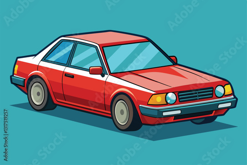 A cartoon sedan car design showcases vibrant colors, ready for customization in a playful style, Sedan car Customizable Cartoon Illustration