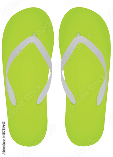 Green flip flops. vector illustration