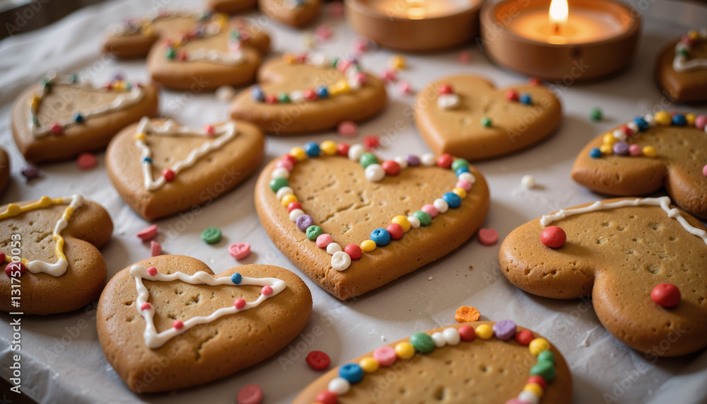 Oktoberfest traditional gingerbread heart cookies with icing and colorful decorations Oktoberfest traditional gingerbread heart cookies with icing and colorful decorations