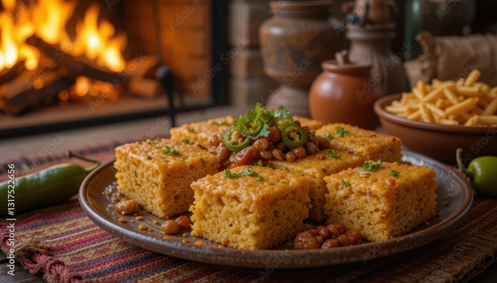 Savory Cornbread with Beans and Jalapeños by Cozy Fireplace Savory Cornbread with Beans and Jalapeños by Cozy Fireplace