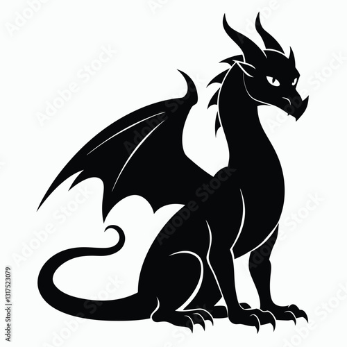 The irate dragon sitting in the fantasy drawing myths