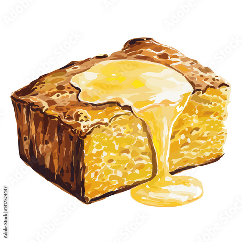 Watercolor Cornbread with Melting Butter