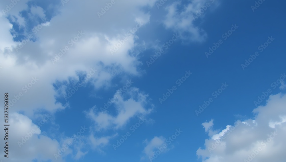 A serene blue sky scattered with fluffy white clouds, perfect for illustrating the beauty of nature and clear weather. A serene blue sky scattered with fluffy white clouds, perfect for illustrating the beauty of nature and clear weather.
