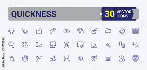 Quickness modern icons. Contains such icons as fast, accelerate, speed, race, meter, rapid, time and more. Speed simple icon. UI icon set in a thin design. Vector artwork and illustration.