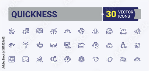 Quickness modern icons. Contains such icons as fast, accelerate, speed, race, meter, rapid, time and more. Speed simple icon. UI icon set in a thin design. Vector artwork and illustration.
