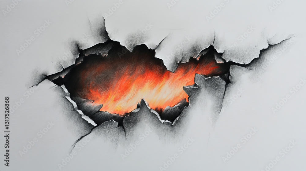 Obraz premium Burnt piece burned faded paper hole realistic fire flame isolated page sheet torn ash vector illustration