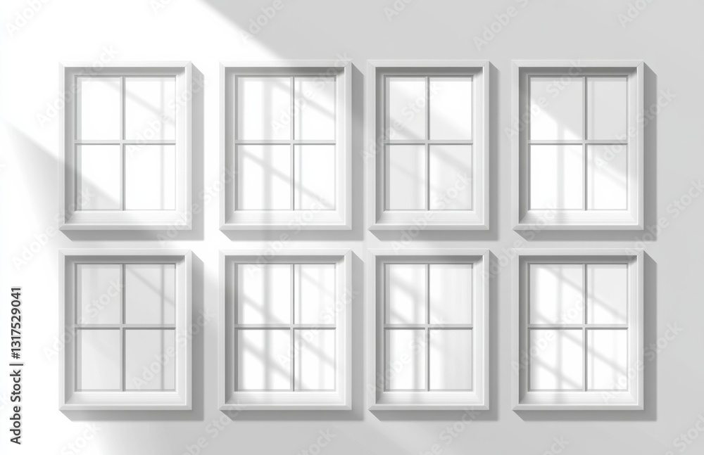 Light and shadow overlay effect on a white background, window shadow, Light and shadow overlay effect on a white background, window shadow,