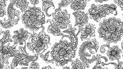 Wallpaper Mural Henna tattoo seamless pattern mehndi flower doodle ornamental decorative indian design pattern paisley arabesque mhendi embellishment vector. Torontodigital.ca