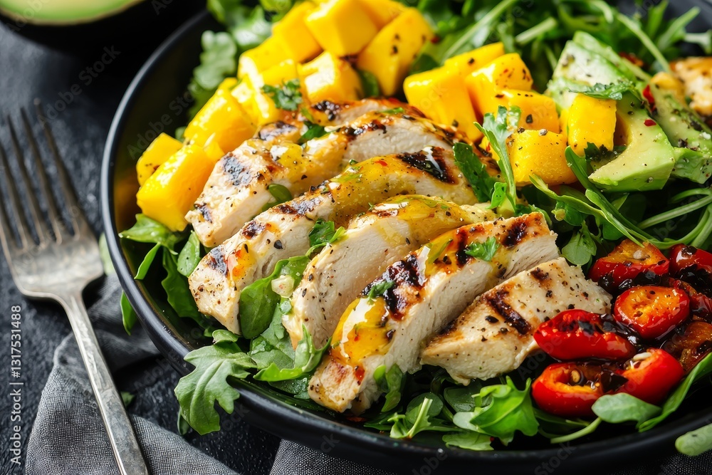 Grilled Chicken Salad with Mango, Avocado, and Arugula Grilled Chicken Salad with Mango, Avocado, and Arugula
