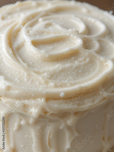 Close up of a cake with cream frosting
