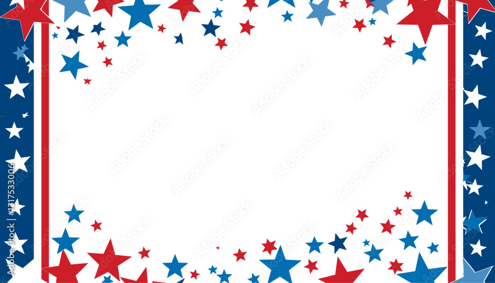 Vector Illustration Background, Patriotic Stars and Stripes, July 4th Banner, US Flag Banner, Memorial Day Background, Red and White Stripes, Independence Day Frame Vector Illustration Background, Patriotic Stars and Stripes, July 4th Banner, US Flag Banner, Memorial Day Background, Red and White Stripes, Independence Day Frame