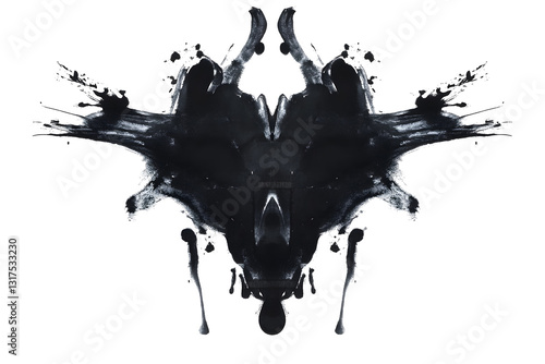 Rorschach inkblot test on white or transparent background