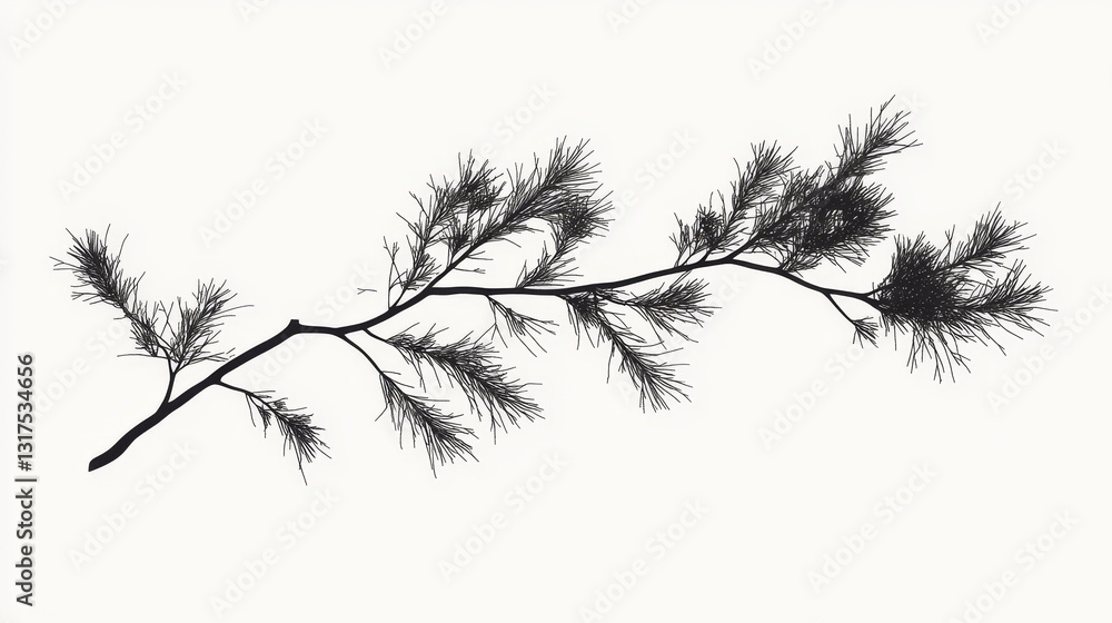 Naklejka premium Tree outdoor travel black silhouette coniferous natural badge, tops pine spruce branch cedar and plant leaf abstract stem drawing vector illustration.