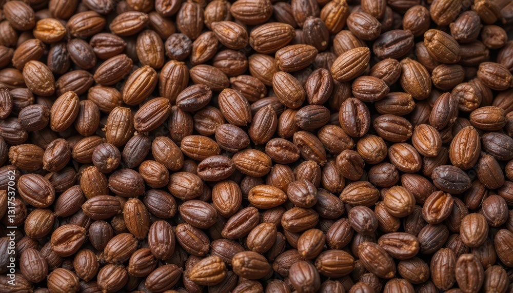 Fototapeta premium Close-Up View of Brown Seeds on Natural Background Texture