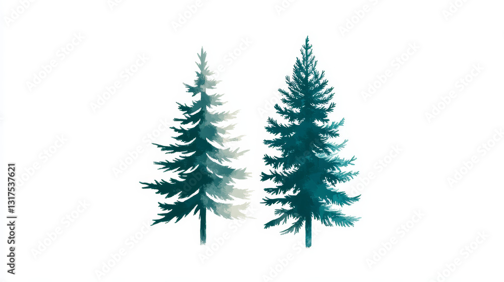 Obraz premium Forest tree vector silhouette outdoor travel green silhouette forest logo coniferous natural badge tops pine spruce branch cedar and plant leaf abstract stem drawing vector illustration