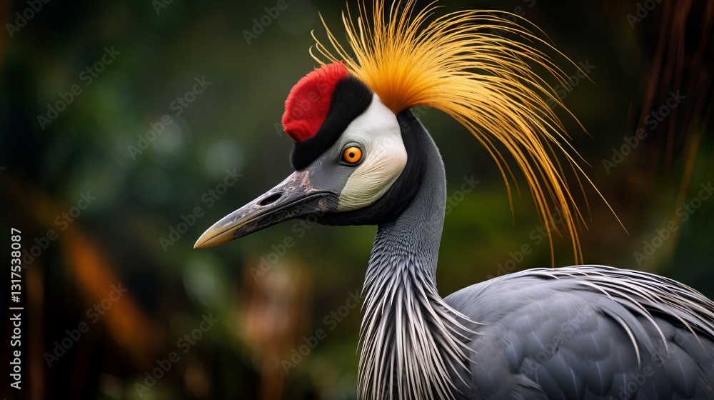 Fototapeta premium Portrait of a Grey Crowned Crane in a Natural Setting
