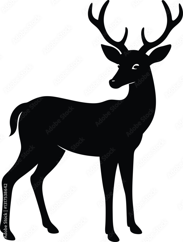 Fototapeta premium a dear silhouette illustration isolated on white background.