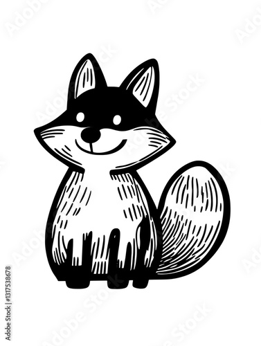 Charming vector illustration of a playful fox sitting contentedly with a delightful expression