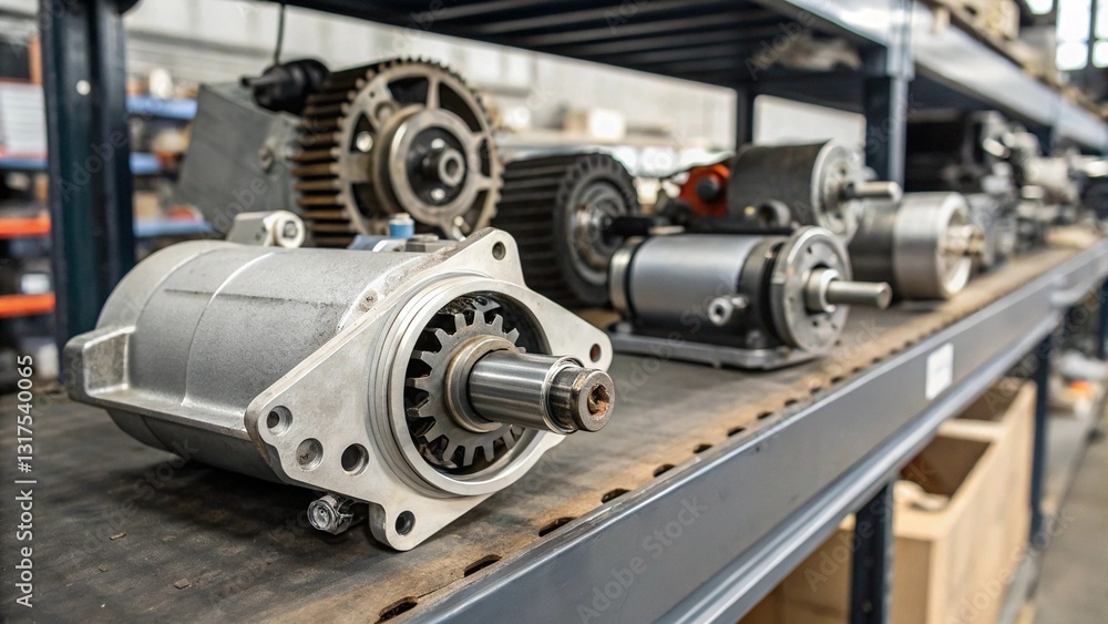 Automobile components on the warehouse racks Automobile components on the warehouse racks