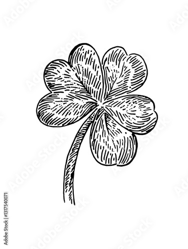 Charming four-leaf clover design embracing tradition and luck in a unique artistic style