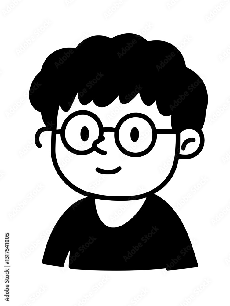 Cheerful young boy with glasses displaying a friendly smile and playful demeanor Cheerful young boy with glasses displaying a friendly smile and playful demeanor