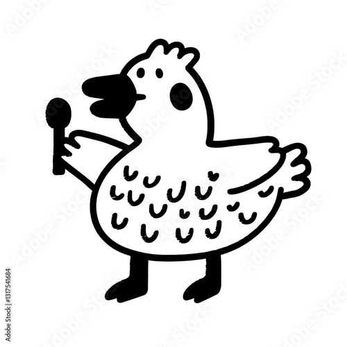Charming vector illustration of a joyful bird holding a microphone, ready to entertain with cheerful melodies
