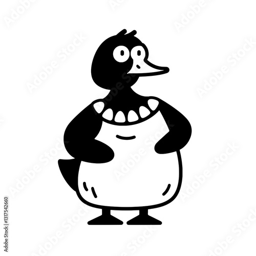 Charming cartoon duck character wearing an apron, showcasing playful expressions in a whimsical design