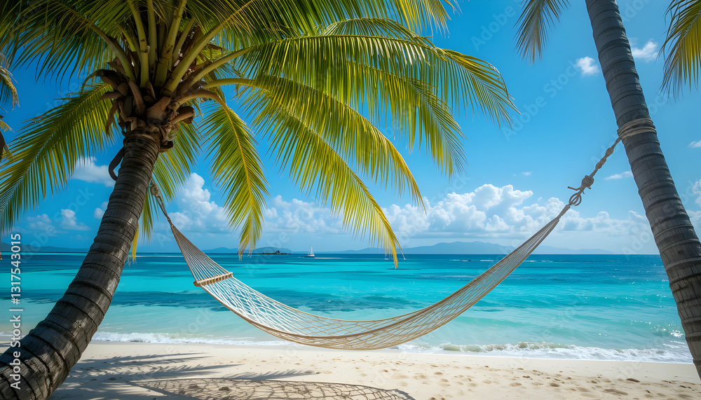 Fototapeta premium Paradise Beach Hammock Tropical Vacation Dreams