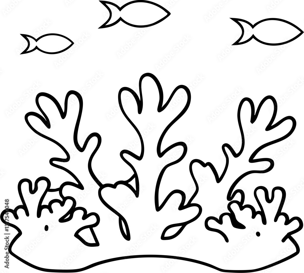 Obraz premium Coral reef design with fish, showcasing marine life and underwater beauty.