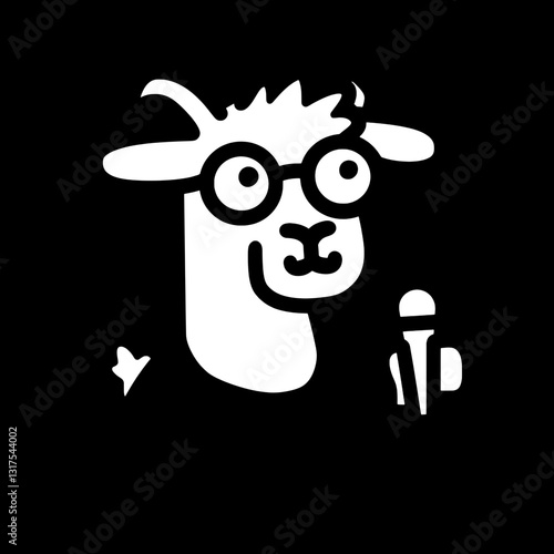 Creative sheep with glasses and a microphone brings a fun vibe to any gathering at a lively comedy night under the stars