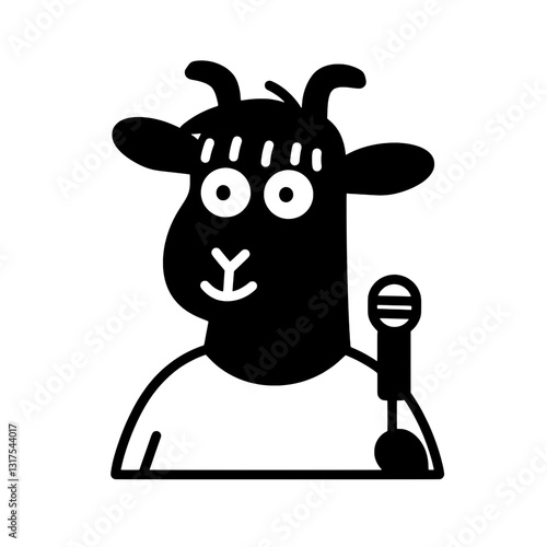 Cartoon goat character enjoying a stand-up comedy performance in a lively underground club late at night