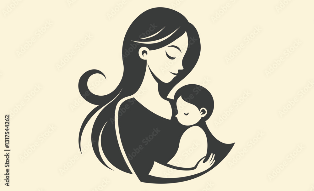 silhouette of mother and baby, motherhood, hands 