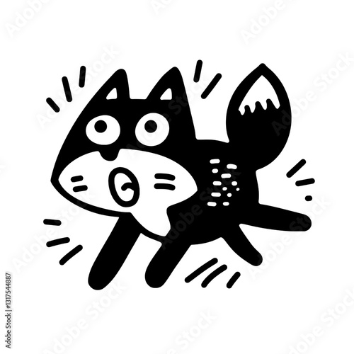 Unique and playful vector illustration of an energetic cat with expressive features and a dynamic pose