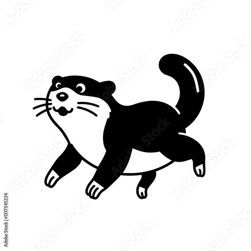 Playful otter character frolicking joyfully in a whimsical design style