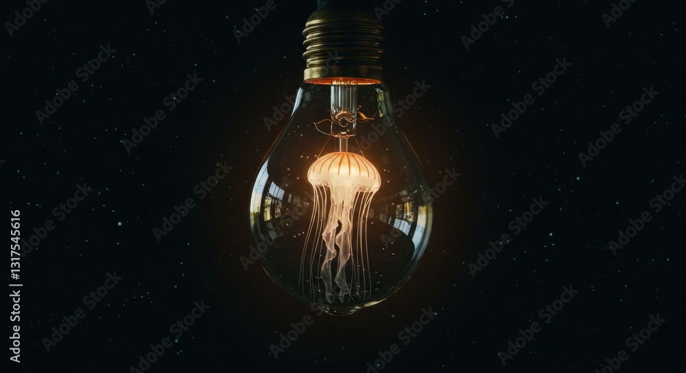 Trapped Creativity: Jellyfish in a Glowing Lightbulb Trapped Creativity: Jellyfish in a Glowing Lightbulb