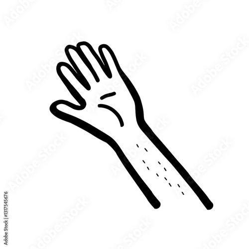 Creative expression through a vector hand raising, capturing a moment of engagement and connection in a minimalist style