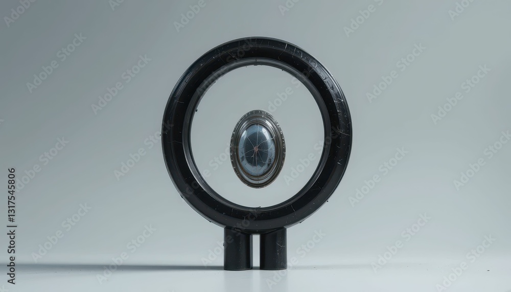 Abstract Floating Object in Circular Frame with Modern Design Elements Abstract Floating Object in Circular Frame with Modern Design Elements