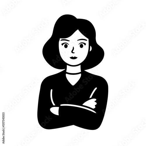 Woman with crossed arms exuding confidence and strength in a modern vector design