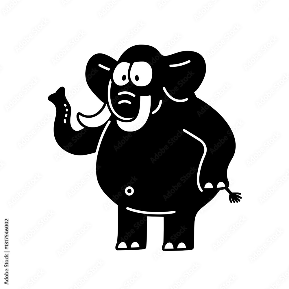 Cheerful elephant waving hello in a whimsical design celebrating joy and friendship Cheerful elephant waving hello in a whimsical design celebrating joy and friendship