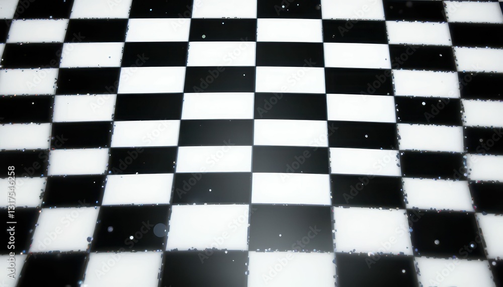 Obraz premium Black and White Checkerboard Pattern with Grunge Texture Background
