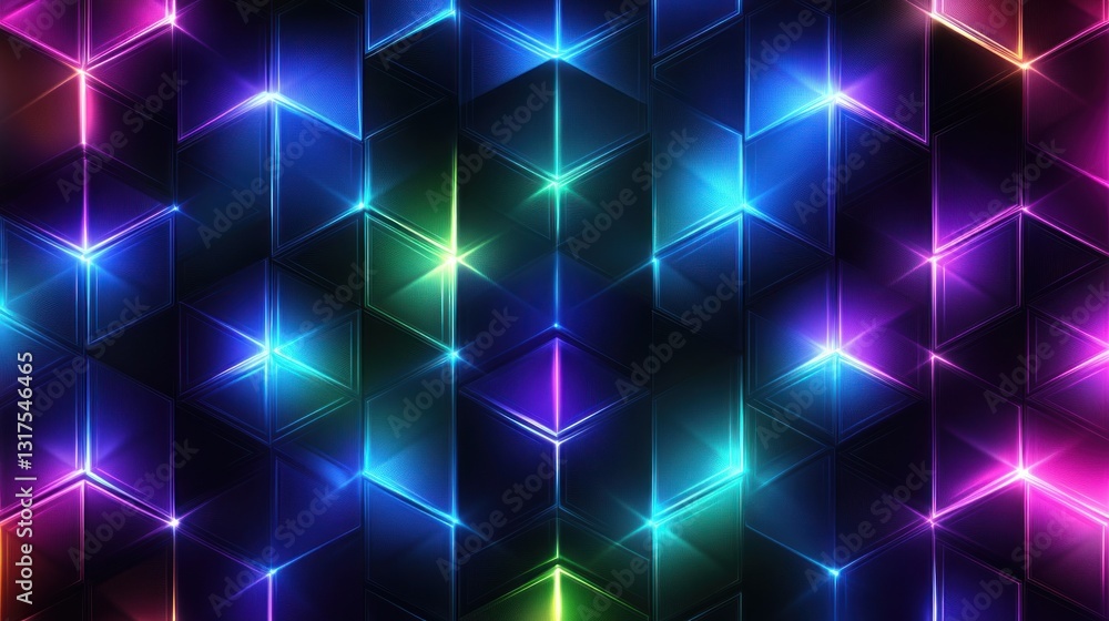 Abstract vibrant glowing cube pattern background. Abstract vibrant glowing cube pattern background.