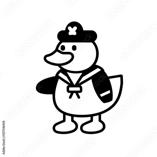Cute cartoon duck dressed as a sailor having fun in a playful and imaginative artistic style