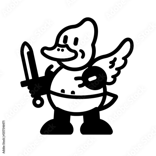 Creative duck warrior wielding a sword with wings ready for adventure in a whimsical fantasy world