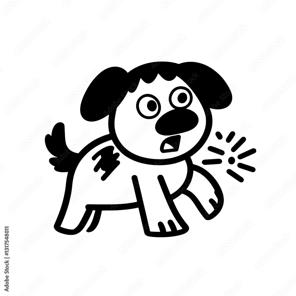 Whimsical dog barking joyfully in a playful adventure illustration for fun and creativity Whimsical dog barking joyfully in a playful adventure illustration for fun and creativity