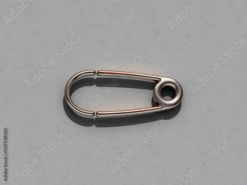 Obraz na płótnie A small, silver, gold colored bobby pin with a hole in the middle. The bobby pin is sitting on a gray surface w salonie