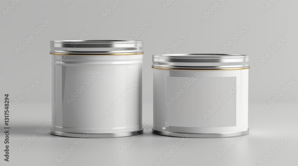 Two White Metal Containers with Silver Lids and Gold Accents Two White Metal Containers with Silver Lids and Gold Accents