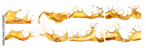 Golden oil splashes set, vector oil splash design, abstract splashes, golden texture, oil artwork, fluid splash, vector art, golden liquid splatter, creative oil splash, splash vector art